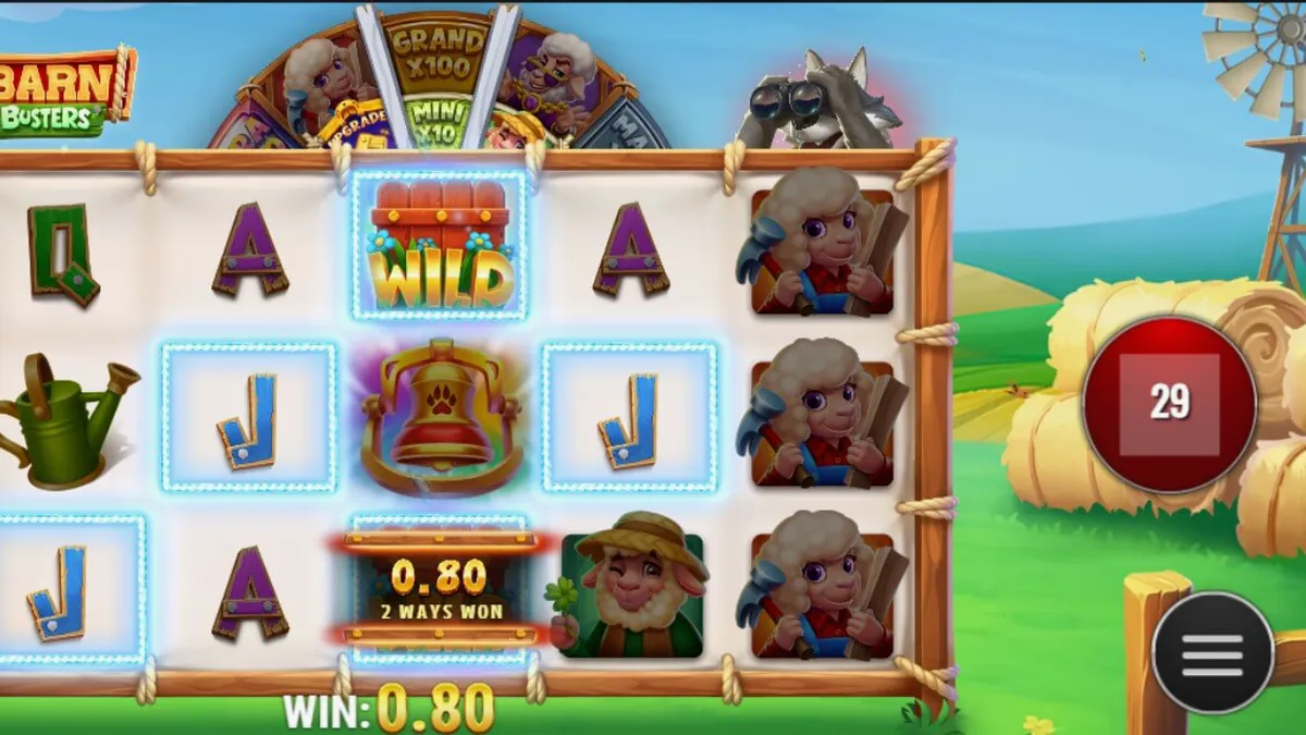 Roda keberuntungan dan suasana pedesaan dalam slot Barn Busters