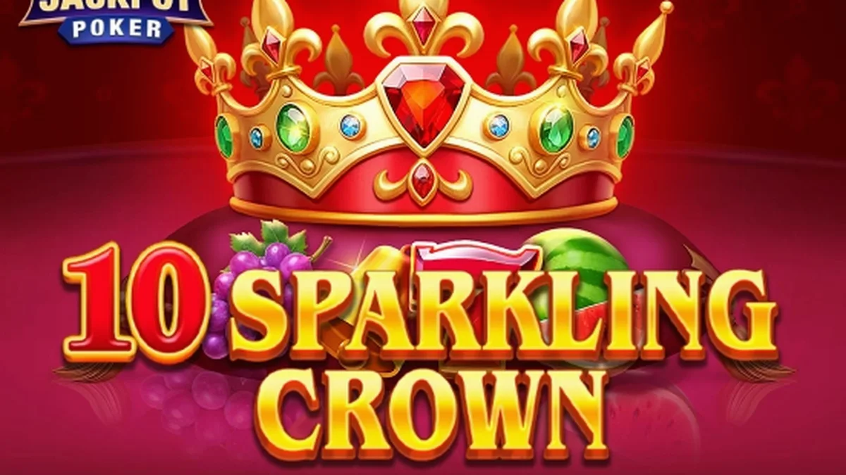 Tampilan visual slot 10 Sparkling Crown dengan simbol buah klasik dan latar belakang ungu mewah.